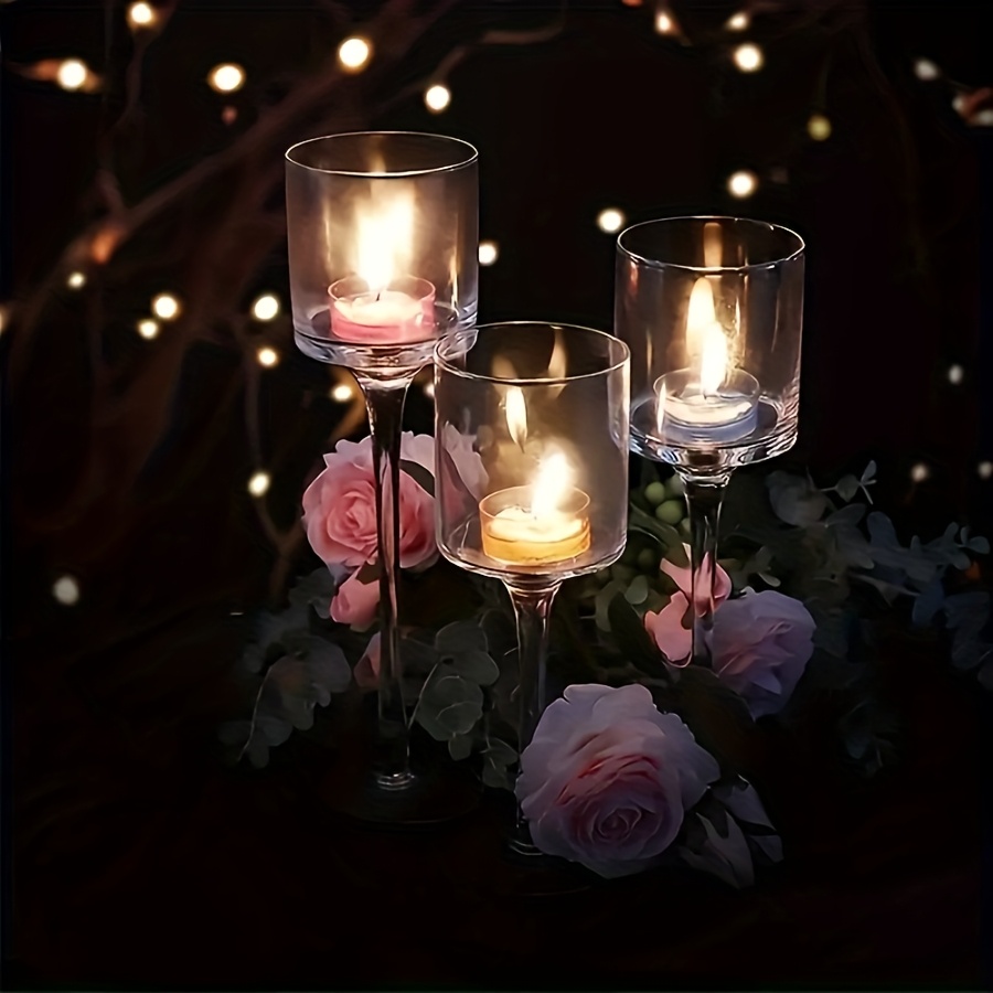 Candle Holder Set - Zestaw 3 szt. przezroczystych szklanych świeczników,