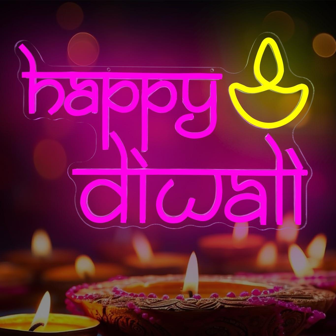 Lighting Decoration For Home - Świecący neonowy znak Happy Diwali, zasilany