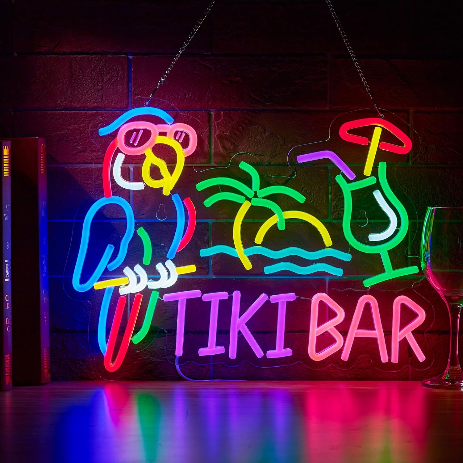 Lighting Tree Decor - Neonowy Znak Tiki Bar Papuga Palma