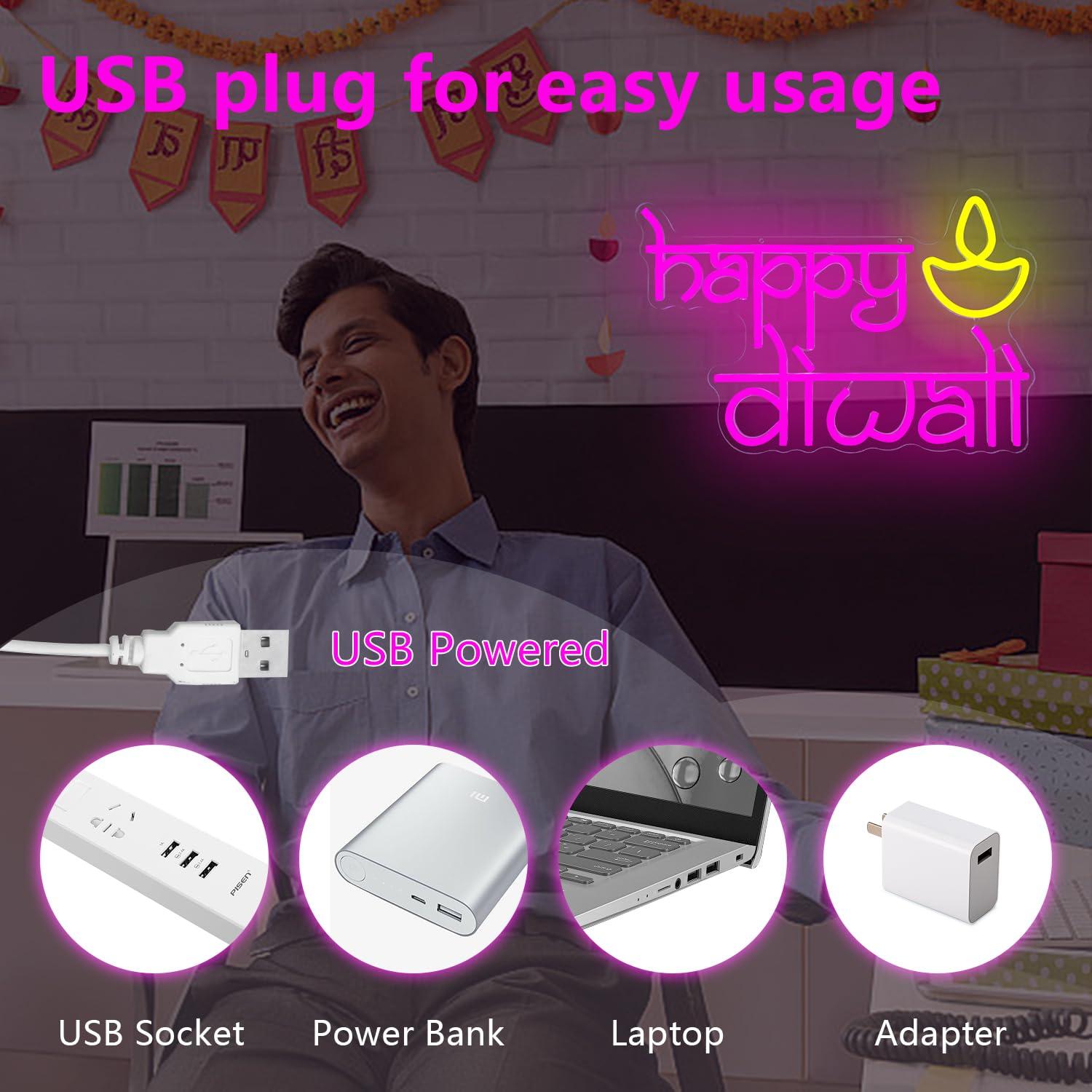 Świecący neonowy znak Happy Di – Lighting Decoration For Home recenzja i cena
