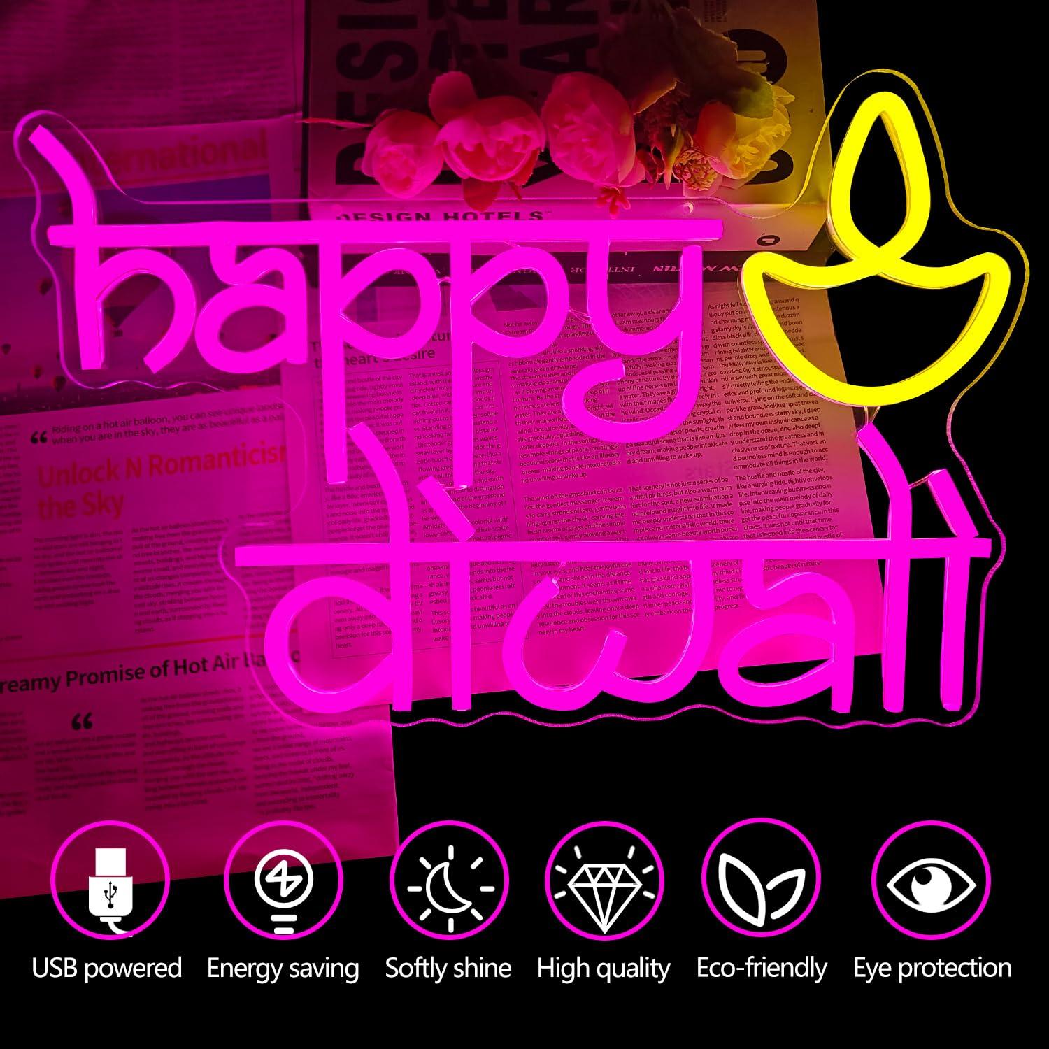 Świecący neonowy znak Happy Di – Lighting Decoration For Home recenzja i cena