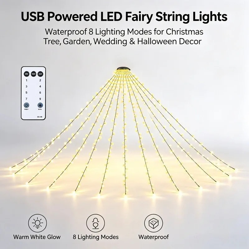 Wodoodporne lampki LED USB, 8  – Lighting Tree Decor recenzja i cena